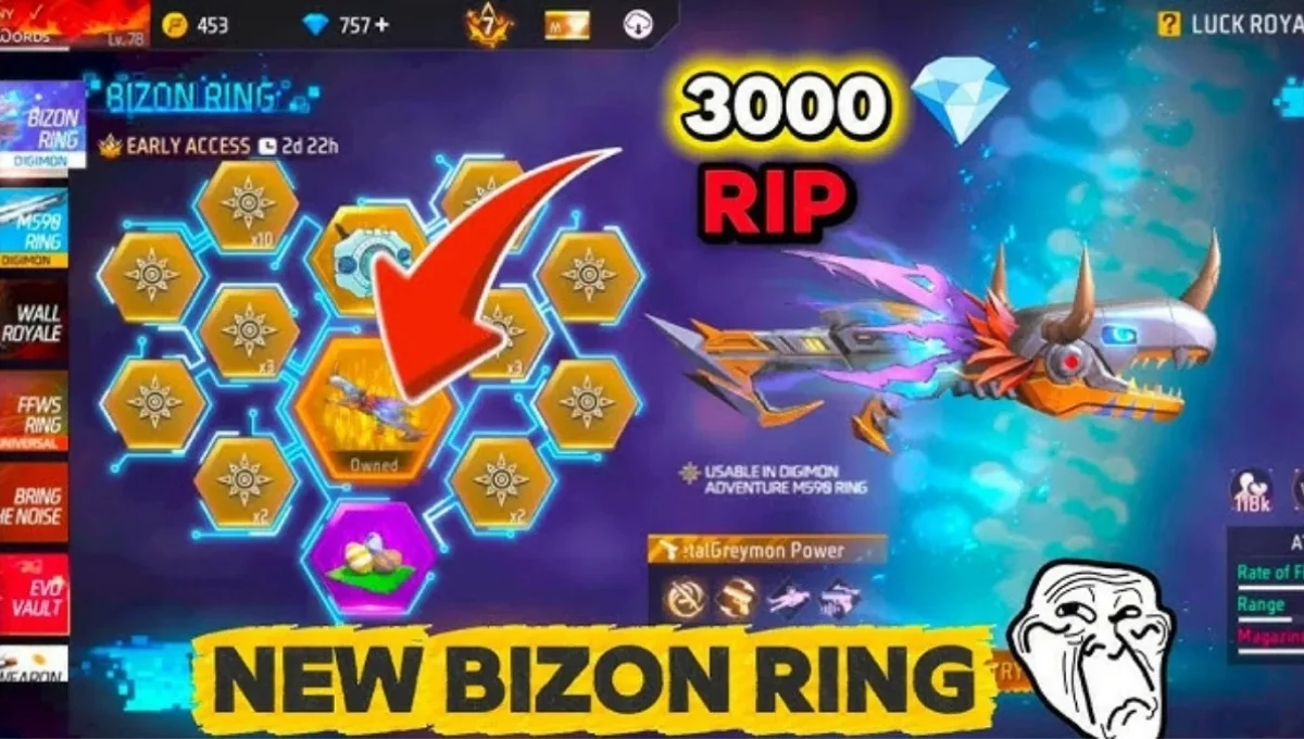 Free Fire Digimon Bizon Ring Event 2025